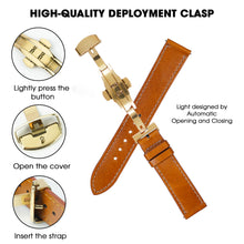 Deployment Brown Flat Full Grain with White Stiching Leather Watch Strap DH-NO-212D