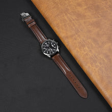 Padded Brown Full Grain Leather Watch Strap with Deployment Clasp