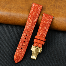 Purple Stingray Leather Watch Strap with Deployment Clasp