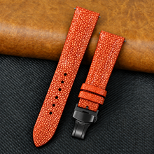 Purple Stingray Leather Watch Strap with Deployment Clasp