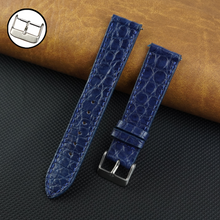 Flat Navy Blue Leather Watch Strap