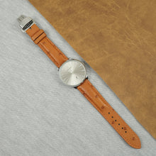 Tan Brown Ostrich Leather Watch Strap with Deployment Clasp