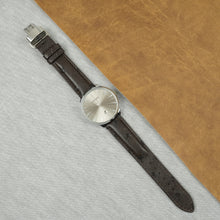 Dark Brown Ostrich Leather Watch Strap with Deployment Clasp