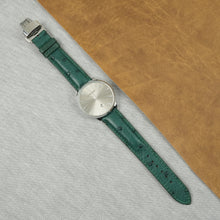 Green Ostrich Leather Watch Strap with Deployment Clasp