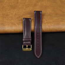 Padded Burgundy Full Grain Watch Strap with White Stitching Quick Release