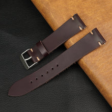 Vintage Slim Hand-Stitched Burgundy Leather Watch Band