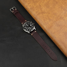 Vintage Slim Hand-Stitched Burgundy Leather Watch Band