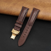Brown Lizard Leather Watch Strap with Deployment Clasp