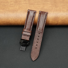 Brown Lizard Leather Watch Strap with Deployment Clasp