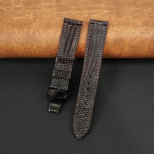 Brown Flat Lizard Leather Watch Strap with Deployment Clasp
