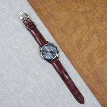Burgundy Alligator Leather Watch Strap with Deployment Clasp