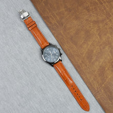 Orange Alligator Leather Watch Strap with Deployment Clasp