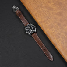 Deployment Dark Brown Flat Full Grain with White Stiching Leather Watch Strap DH-NO-213D