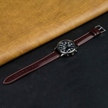 Padded Burgundy Full Grain Watch Strap with White Stitching Quick Release