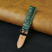 Flat Green Alligator Leather Watch Band, Crocdile Watch Strap