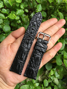 Black Alligator Leather Watch Band | Crocodile Quick Release Replacement Strap | DH-41