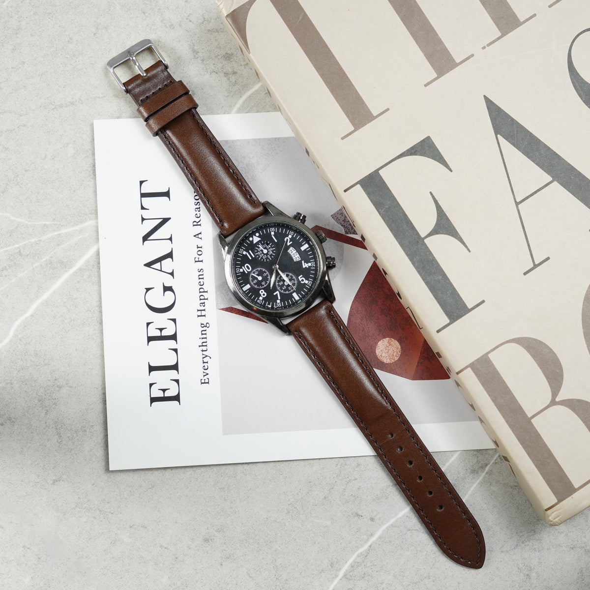Padded Dark Brown Leather Watch Strap