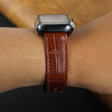 Slim Light Brown Alligator Apple Leather Watch Band