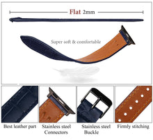 Slim Navy Blue Alligator Apple Leather Watch Band