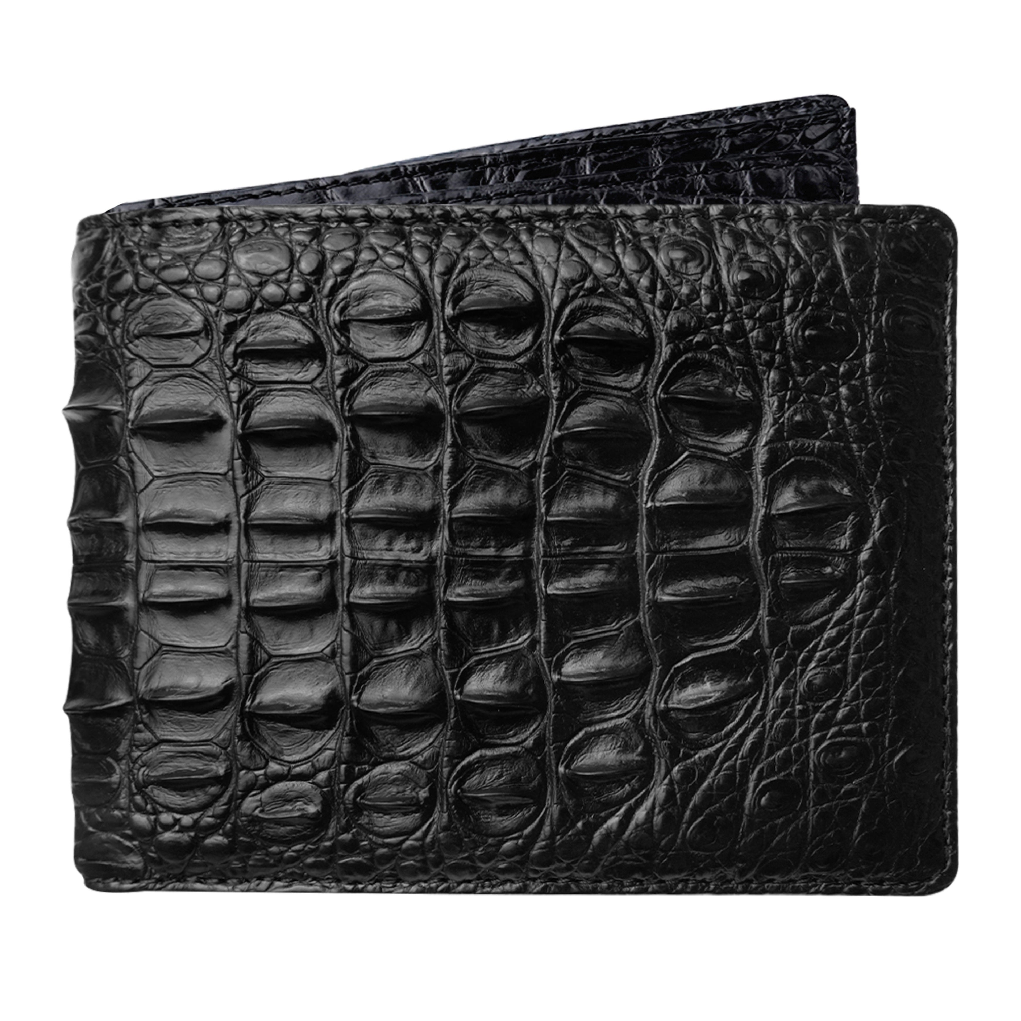 Double Side Alligator Black Leather Bifold Wallet For Men RFID Blocking | VINAM-98
