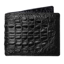 Double Side Alligator Black Hornback Leather Bifold Wallet For Men RFID Blocking | VINAM-98