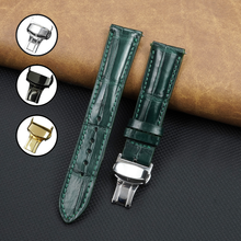 Green Alligator Leather Watch Strap with Deployment Clasp