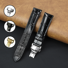 Black Alligator Leather Watch Strap with Deployment Clasp