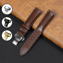Padded Brown Full Grain Leather Watch Strap with Deployment Clasp