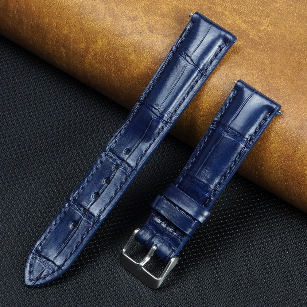 Navy Blue Alligator Leather Watch Strap