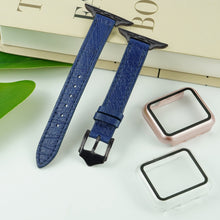 Blue Flat Ostrich Leather Band Compatible Apple Watch Iwatch for Women| Black Buckle