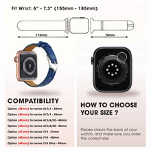 Blue Flat Ostrich Leather Band Compatible Apple Watch Iwatch for Women| Gold Buckle
