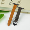 Dark Brown Flat Ostrich Leather Band Compatible Apple Watch Iwatch 49mm Screen Protector Case Black Adapter Replacement Strap For Smartwatch Series 7 8 Leather Handmade AW-183B-W-49MM