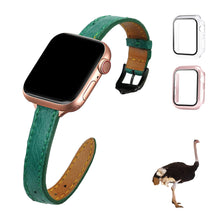 Green Flat Ostrich Leather Band Compatible Apple Watch Iwatch for Women| Black Buckle