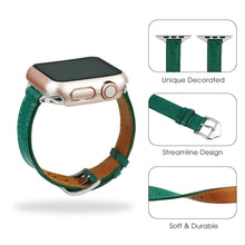 Green Flat Ostrich Leather Band Compatible Apple Watch Iwatch for Women| Silver Buckle