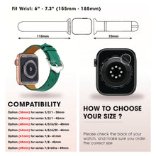 Green Flat Ostrich Leather Band Compatible Apple Watch Iwatch for Women| Silver Buckle