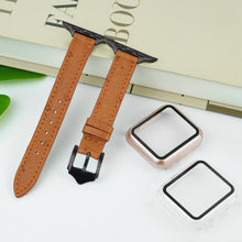 Light Brown Flat Ostrich Leather Band Compatible Apple Watch Iwatch for Women| Black Buckle