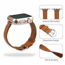 Light Brown Flat Ostrich Leather Band Compatible Apple Watch Iwatch for Women| Silver Buckle