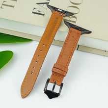 Light Brown Flat Ostrich Leather Band Compatible Apple Watch Iwatch for Women| Black Buckle