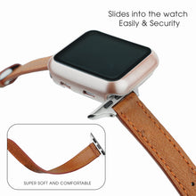 Light Brown Flat Ostrich Leather Band Compatible Apple Watch Iwatch for Women| Silver Buckle