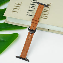 Light Brown Flat Ostrich Leather Band Compatible Apple Watch Iwatch for Women| Black Buckle