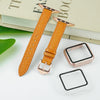 Tan Flat Ostrich Leather Band Compatible Apple Watch Iwatch 44mm Screen Protector Case Gold Adapter Replacement Strap For Smartwatch Series 4 5 6 SE Leather Handmade AW-182G-W-44MM
