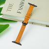 Tan Flat Ostrich Leather Band Compatible Apple Watch Iwatch 49mm Screen Protector Case Black Adapter Replacement Strap For Smartwatch Series 7 8 Leather Handmade AW-182B-W-49MM
