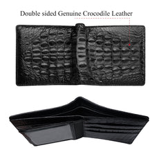 Double Side Alligator Black Hornback Leather Bifold Wallet For Men RFID Blocking | VINAM-98