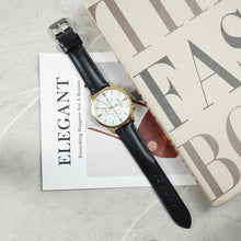 Padded Black Leather Watch Strap
