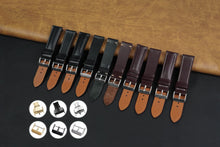 Padded Black Full Grain Watch Strap with White Stitching Quick Release