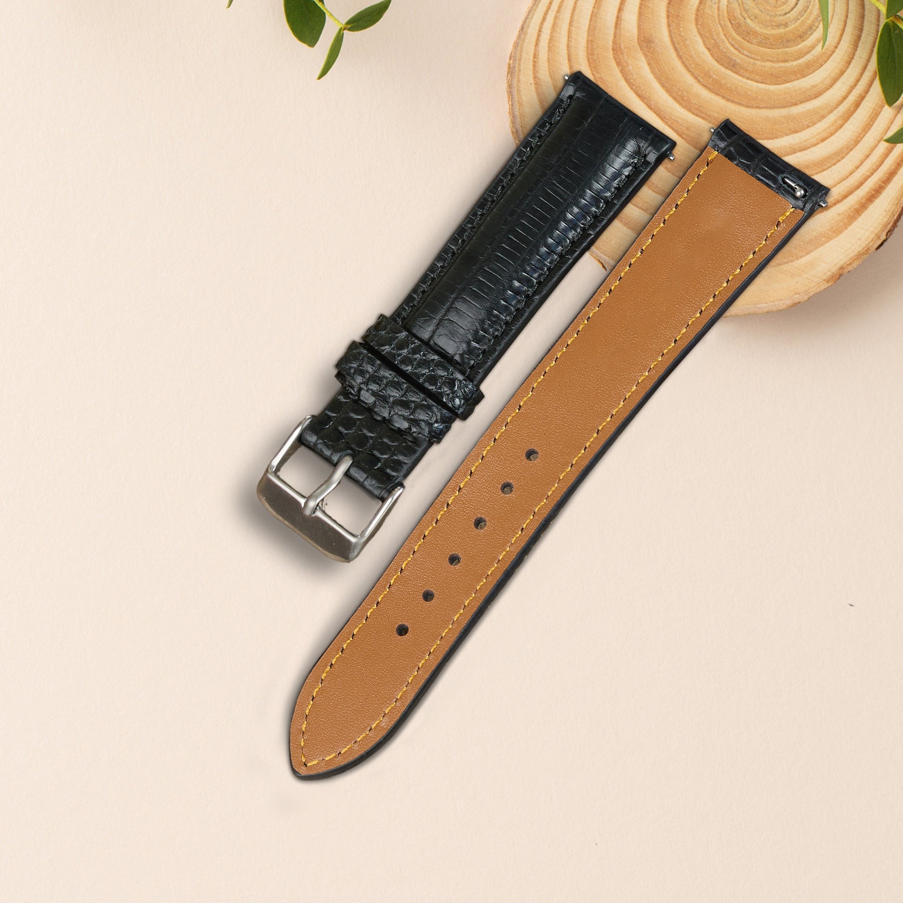 Black Lizard Leather Watch Strap DH-91