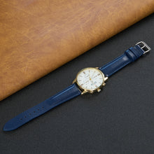 Padded Navy Blue Leather Watch Strap