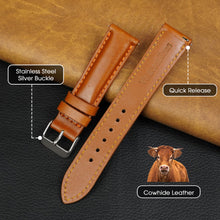 Padded Tan Brown Cognac Leather Watch Strap