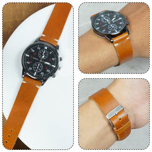 Vintage Slim Hand-Stitched Tan Brown Leather Watch Band