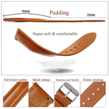 Padded Tan Brown Cognac Leather Watch Strap